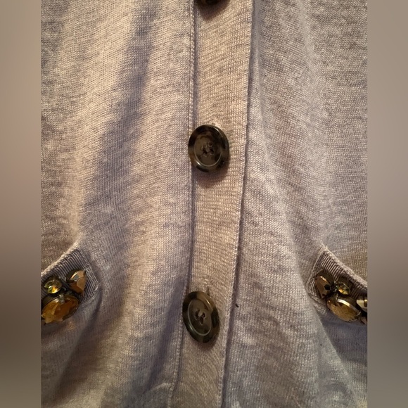 J.Crew Embellished Jewel Grey Cardigan 100% Merino Wool. Women’s size Medium. - Picture 9 of 12